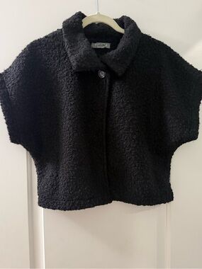 Pistache Black Bouclé Short Coat Jacket